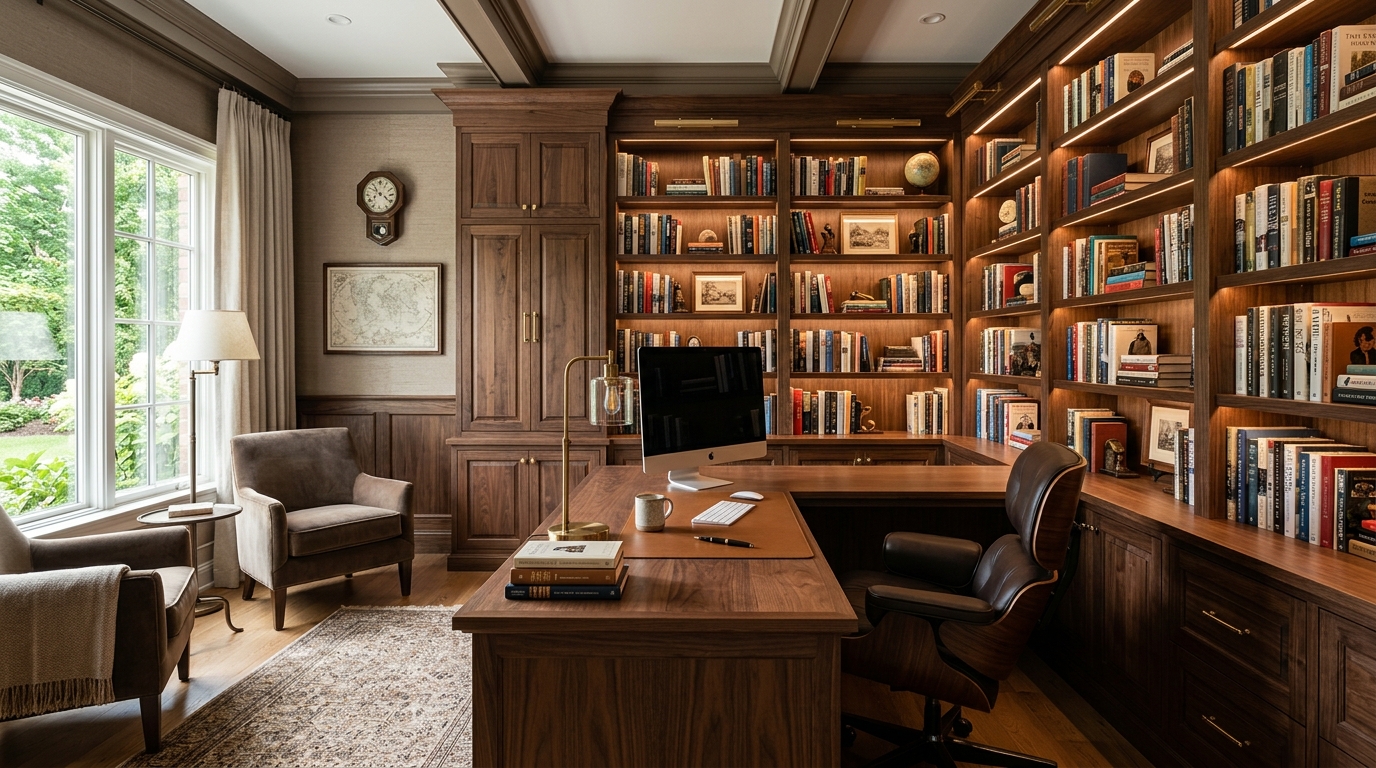 Home office and library cabinetry